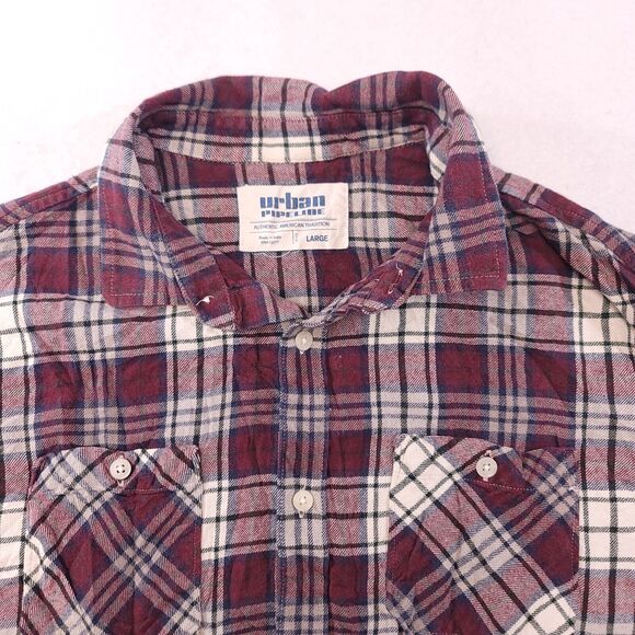 Urban Pipeline Tartan Flannel Casual Button Up Shirt Mens Size Large L Red White - Picture 1 of 10